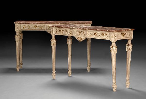 Appraisal: A pair of Louis XVI style painted and parcel gilt