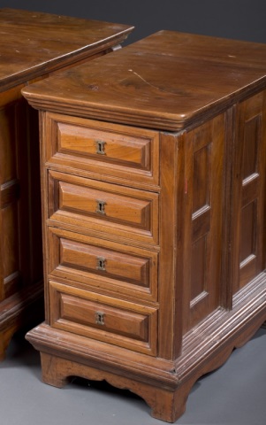 Appraisal: Pair of Cherry Four Drawer Side Cabinets th c block