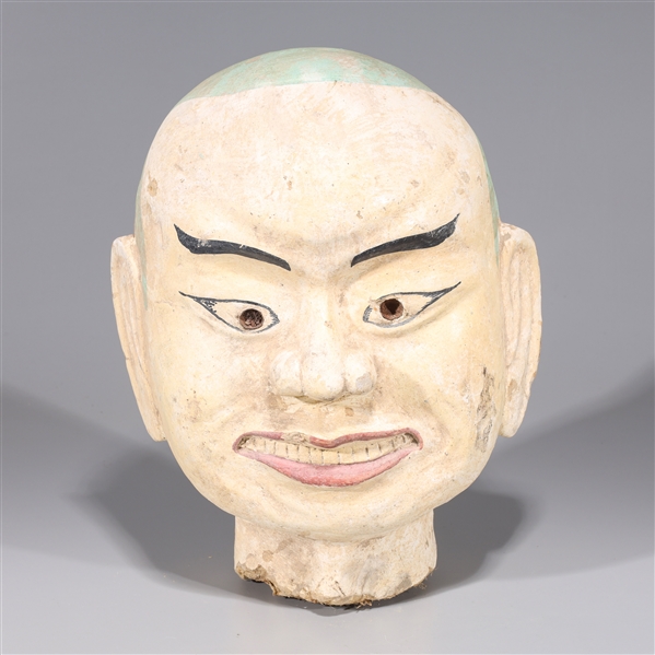 Appraisal: Large Chinese ceramic polychrome head missing inlay of eyes H