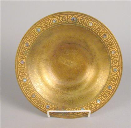 Appraisal: Tiffany gilt metal bowl with abalone border th century Of