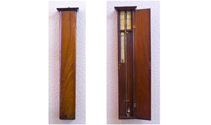 Appraisal: Victorian Mahogany Encased Stick Barometer Circa - inches long