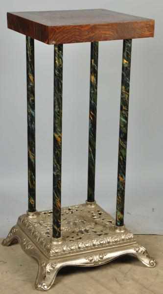 Appraisal: Chrome Based Slot Machine Stand with Oak Top Description Painted