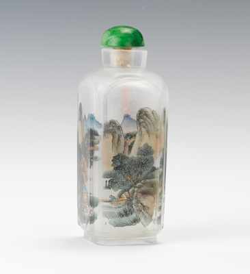 Appraisal: A Large Reverse Painted Glass Snuff Bottle Clear to opaque