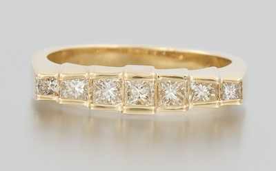 Appraisal: A Gentleman's Seven Diamond Ring k yellow gold ring set