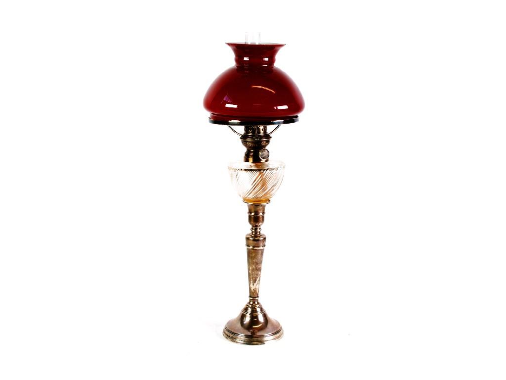 Appraisal: GEORGE V SILVER CANDLESTICK with plain compana sconce and tapering