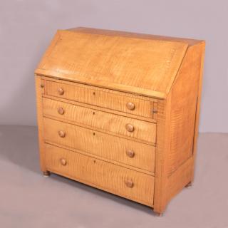 Appraisal: An American Tiger Maple Desk th Century H W D