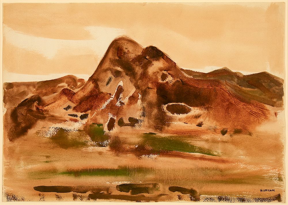 Appraisal: Emil Bisttram Untitled Mountain EMIL BISTTRAM - Untitled Mountain watercolor