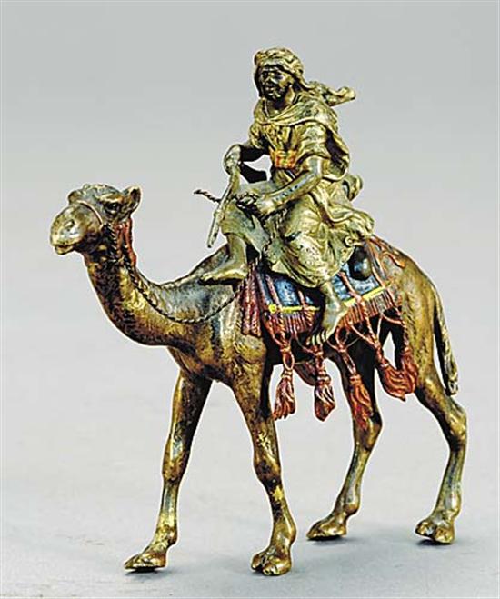 Appraisal: Franz Xavier Bergmann Austrian - CAMEL WITH RIDERcold-painted and gilt