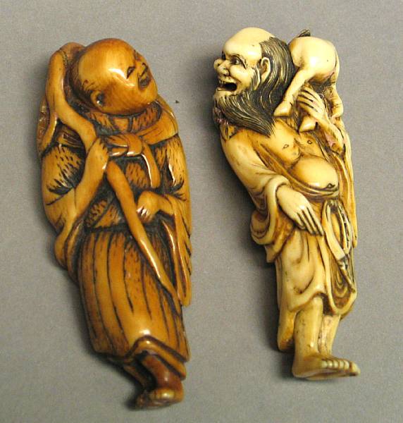 Appraisal: Two ivory studies fo sennin Edo Period th th Century