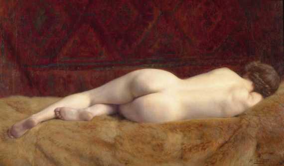 Appraisal: SIEFFERT PAUL Paris Reclining nude viewed from the back Oil