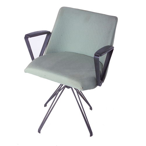 Appraisal: OSVALDO BORSANI TECHNO Armchair upholstered in seafoam fabric with flaring