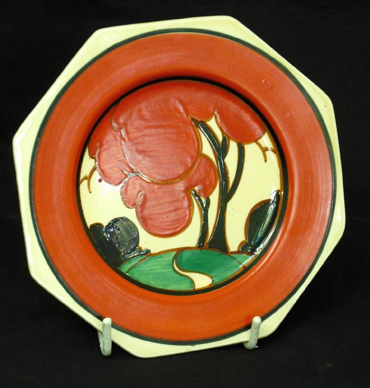 Appraisal: Red Autumn' Fantasque Bizarre octagonal side plate wide