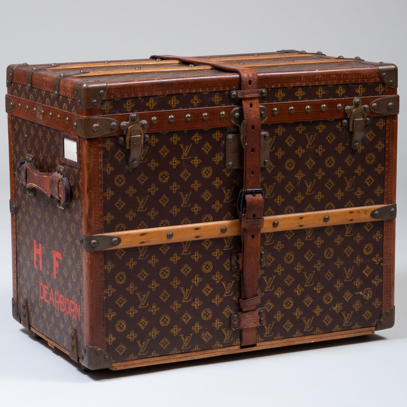 Appraisal: VINTAGE LOUIS VUITTON TRUNK Label with numbers to interior various