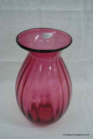 Appraisal: Fenton Glass Cranberry '' Melon VaseIs a beautiful new Fenton