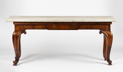 Appraisal: A mid Victorian rosewood marble top console table with plain