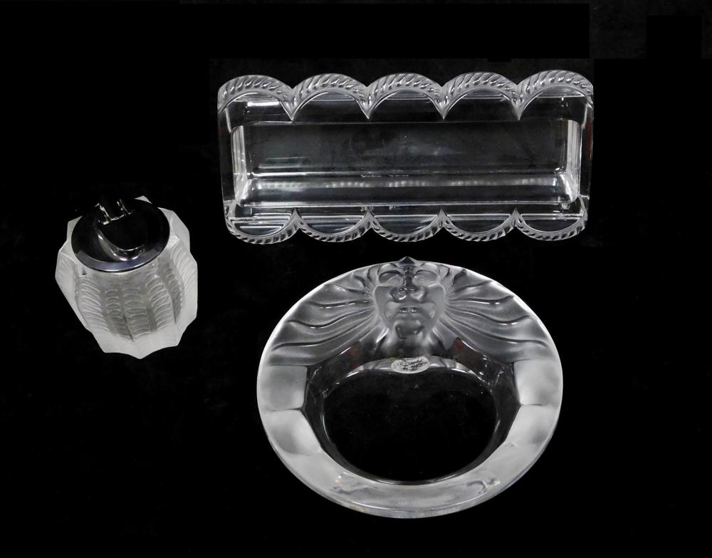 Appraisal: GLASS Lalique three signed pieces details include scalloped rim oblong