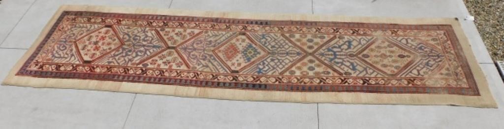 Appraisal: CAMEL HAIR HAMADAN RUNNER WITH GEOMETRIC DESIGN Ca Shows some