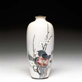 Appraisal: JAPANESE CLOISONN VASE Japanese cloisonn enamel elongated ovoid vase with