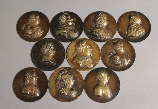 Appraisal: Set of Ten Continental Bronze Tondos of Swedish Monarchs th