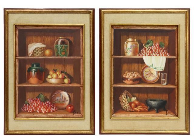 Appraisal: lot of Framed oil on canvas paintings Still Life with