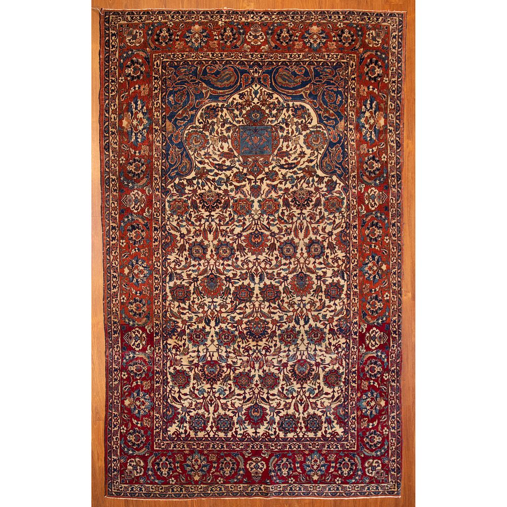 Appraisal: Antique Isfahan Prayer Rug Persia x First quarter- th century