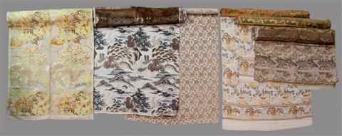 Appraisal: SIX PARCELS OF JAPANESE SILK BROCADE FABRIC each roll approx