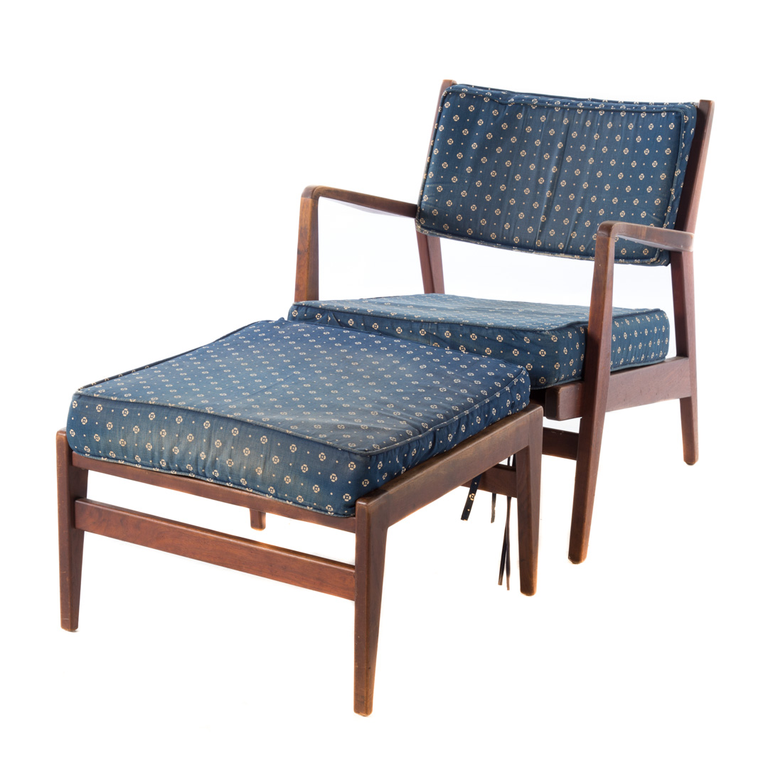 Appraisal: Danish Modern teakwood armchair and ottoman Jens Risom mid- th