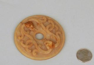 Appraisal: Large Chinese Carved Jade Dragon Bi Disc Large Chinese carved