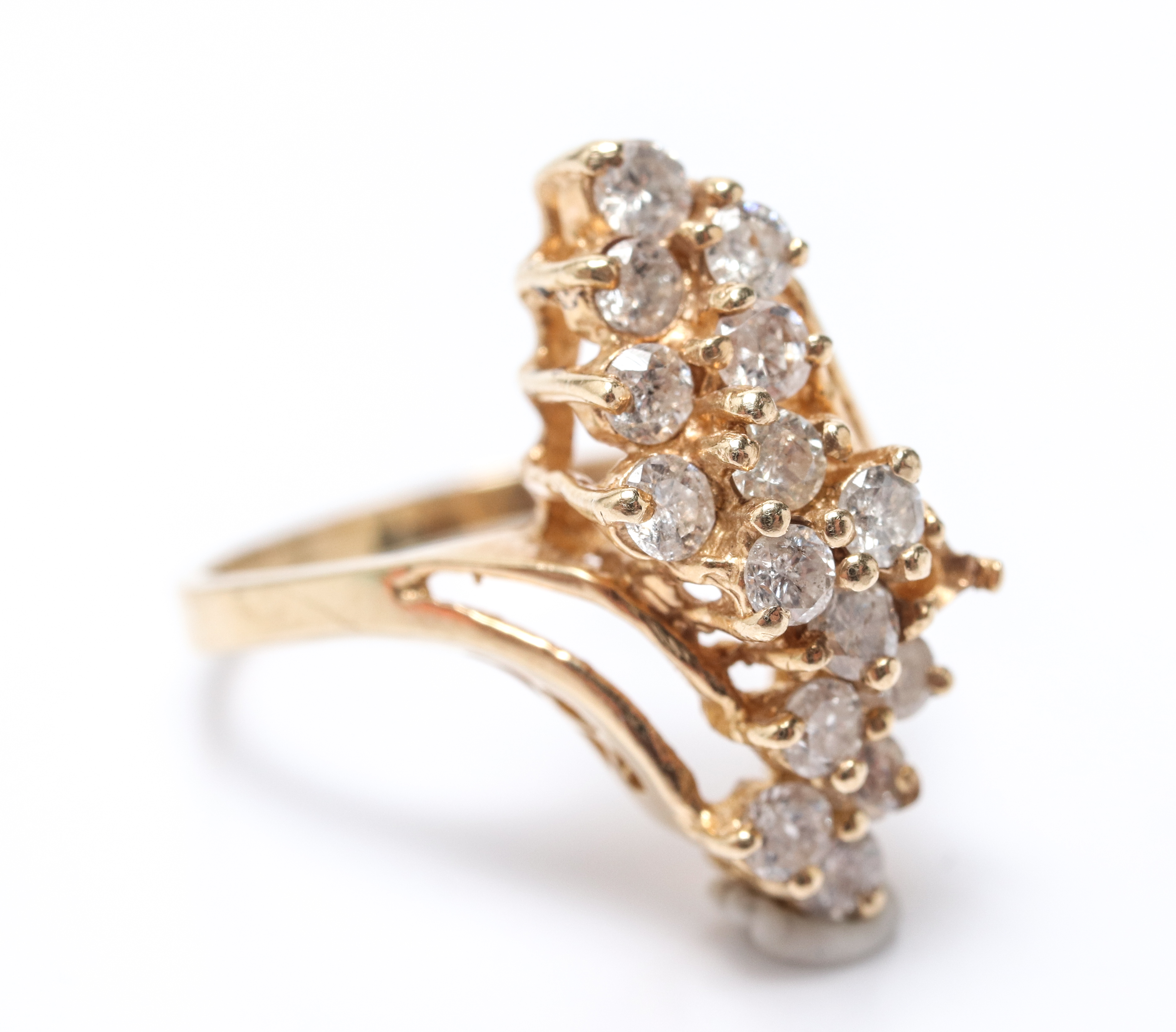 Appraisal: K YELLOW GOLD DIAMOND COCKTAIL RING K yellow gold and