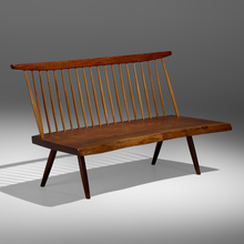 Appraisal: George Nakashima BENCH WITH BACK Nakashima StudioUSA American black walnut