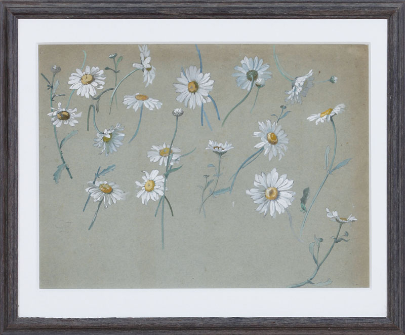 Appraisal: LOUIS GRELLEAU DAISIES Watercolor and gouache on grey paper signed