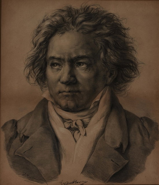 Appraisal: J MAGNUS'Beethoven' signed charcoals heightened in white x