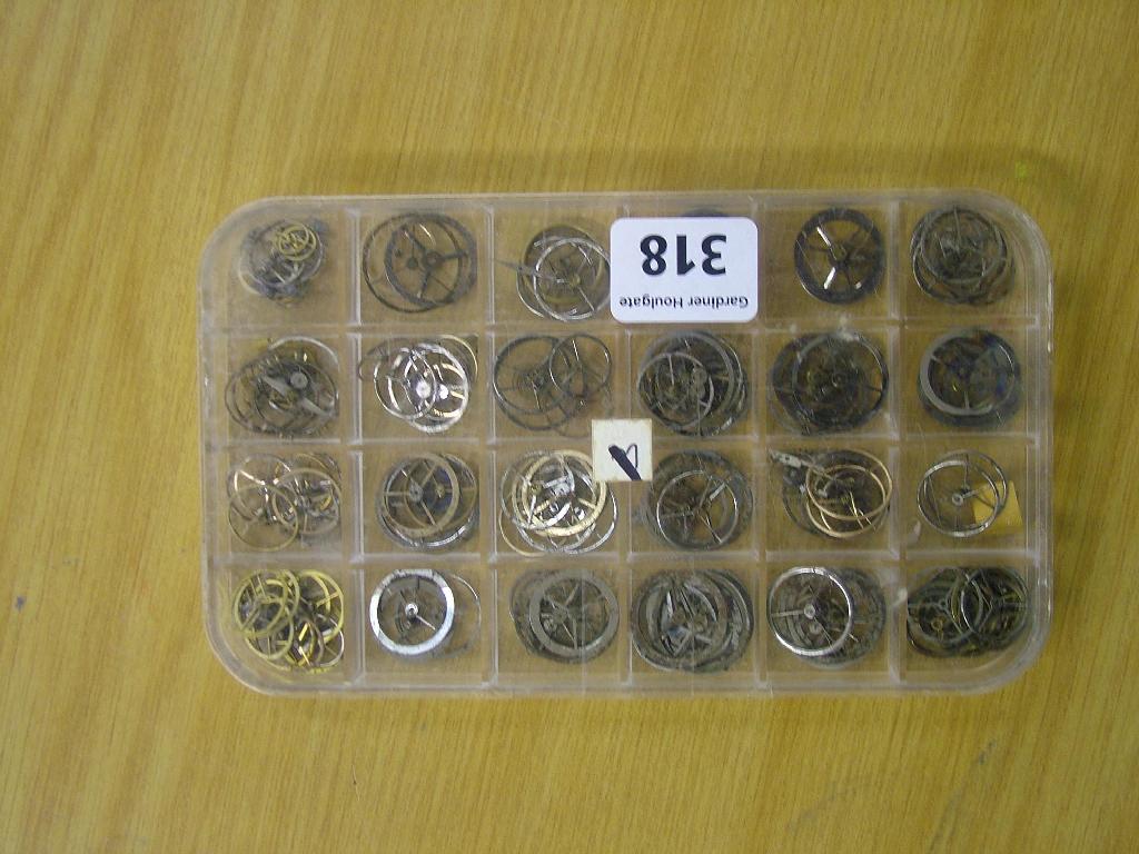 Appraisal: Box of verge and lever balance wheels