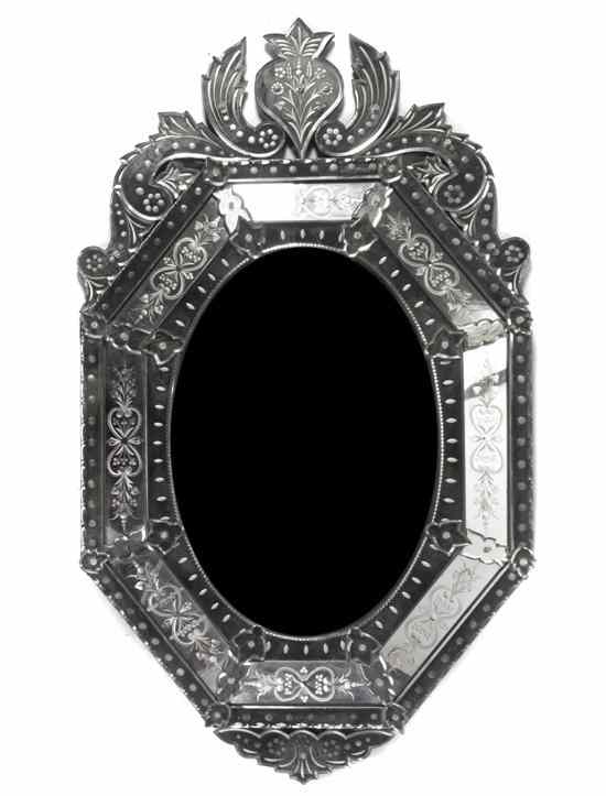 Appraisal: A Venetian Glass Mirror of elongated octagonal form having a