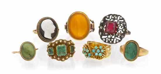 Appraisal: A Collection of Rings consisting of two cameo rings two