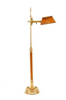 Appraisal: Chapman Brass and Leather Reading Floor Lamp Chapman Lamp Manufacturing