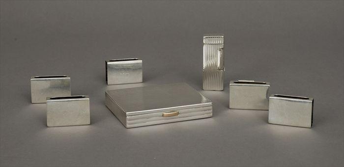 Appraisal: Cartier Silver Cigarette Box Dunhill Sterling Silver Cigarette Lighter and