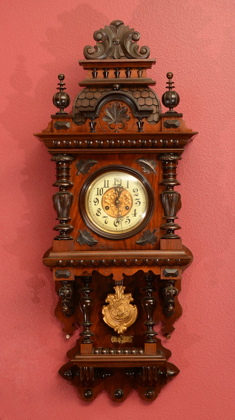 Appraisal: JUNGHANS CARVED WALL CLOCK Removable crest with carved and applied