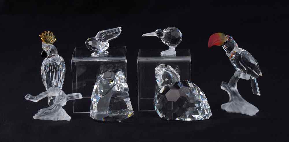 Appraisal: SWAROVSKI CRYSTAL BIRD FIGURINES To include TOUCAN Michael Stamey designer