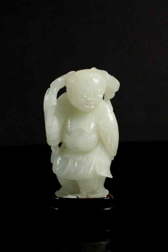 Appraisal: CHINESE JADE FIGURINE - th - th c Chinese White