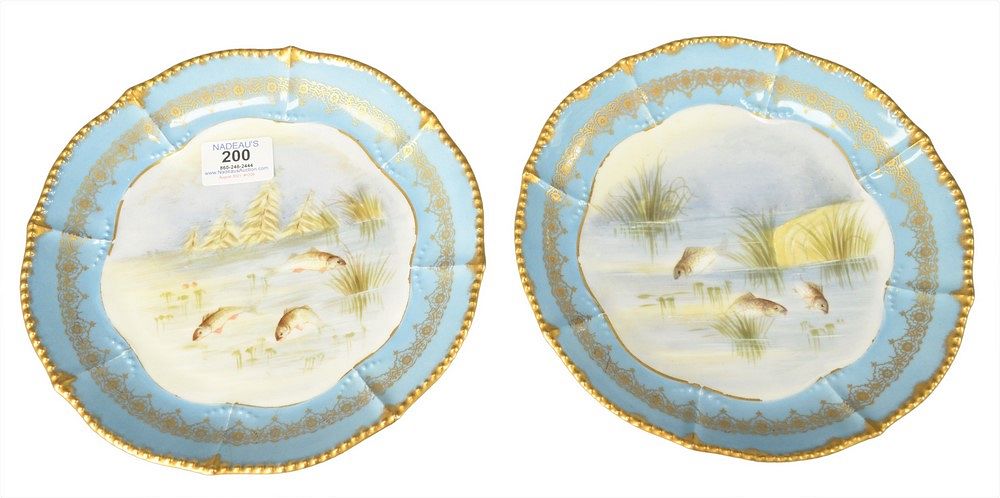 Appraisal: Set of Ten Limoge Fish Plates marked Elite Works Higgins