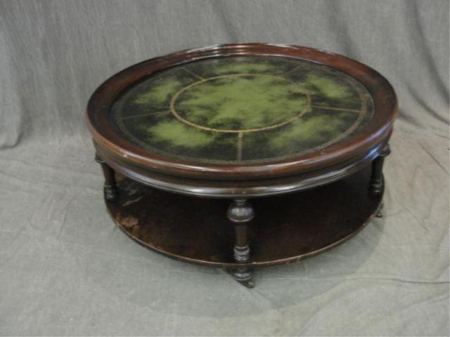 Appraisal: Round Leathertop Cocktail Table From an Orange County NY location