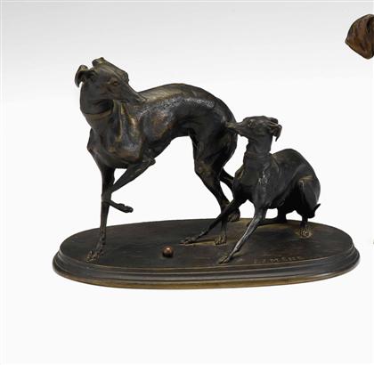 Appraisal: After Pierre Jules M ne French - two whippets at