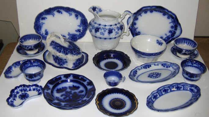 Appraisal: GROUP OF ENGLISH FLOW BLUE POTTERY By various makers and