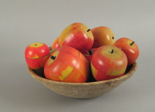 Appraisal: New England turned pine bowl th c together with ten