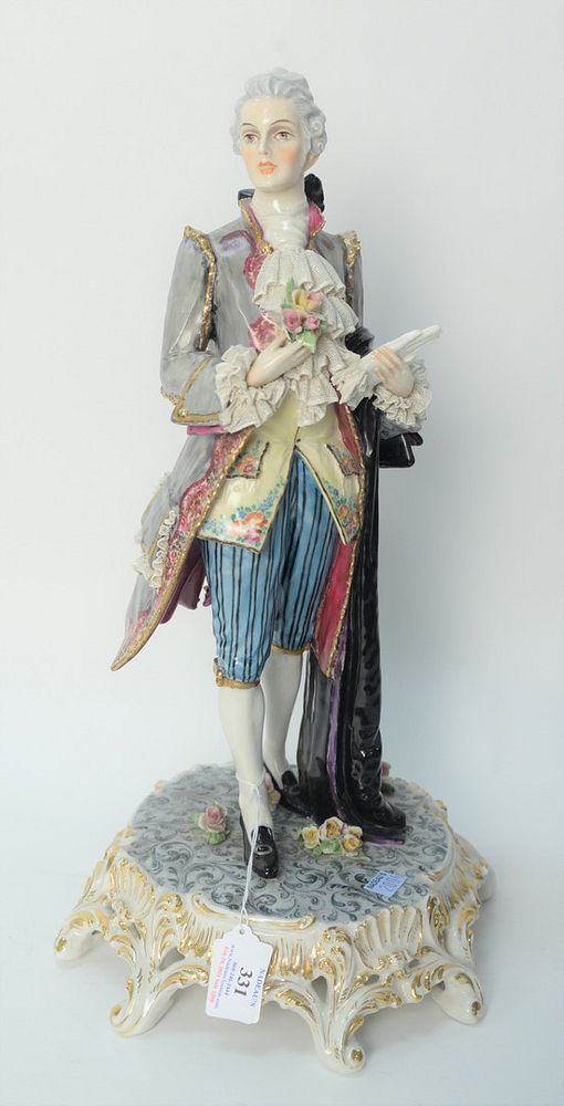 Appraisal: Large Capodimonte Porcelain Figure of a man holding gloves stand