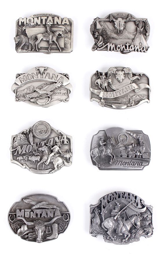 Appraisal: Montana Commemorative Belt Buckle Collection This is a collection of