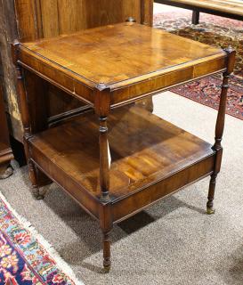 Appraisal: George III style fruitwood side table with inlaid bands having