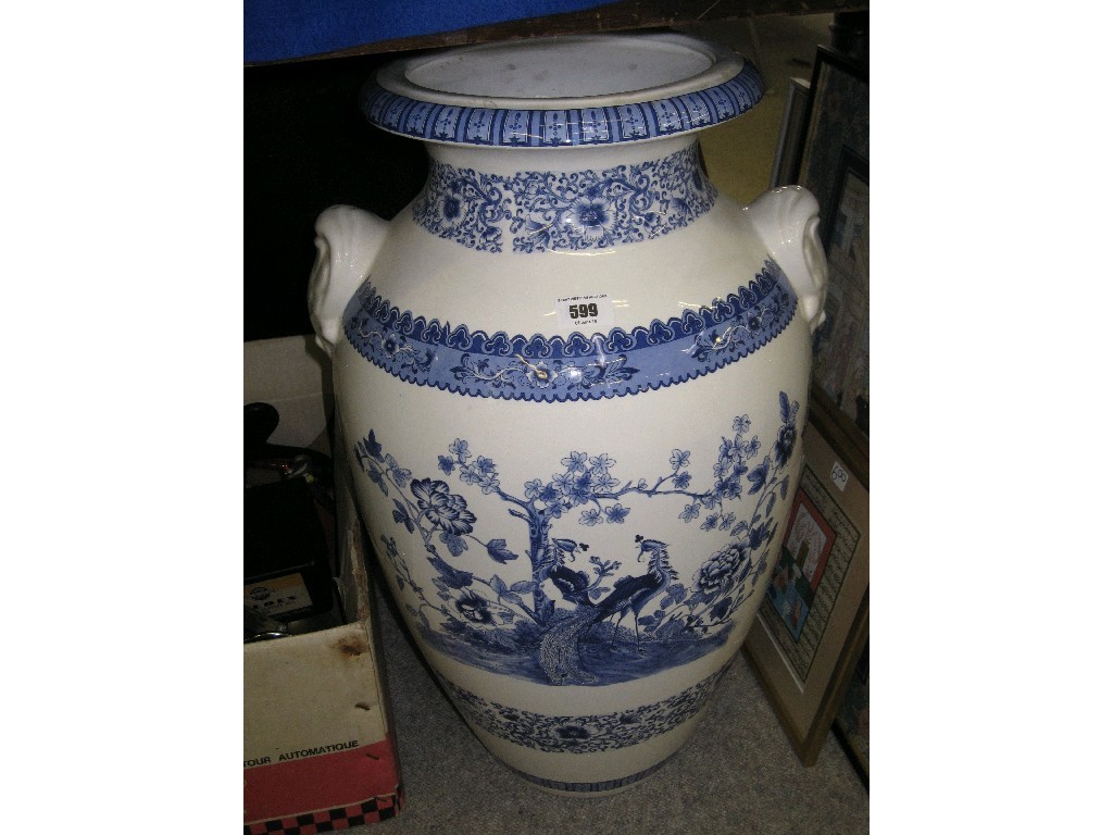 Appraisal: Large blue and white vase