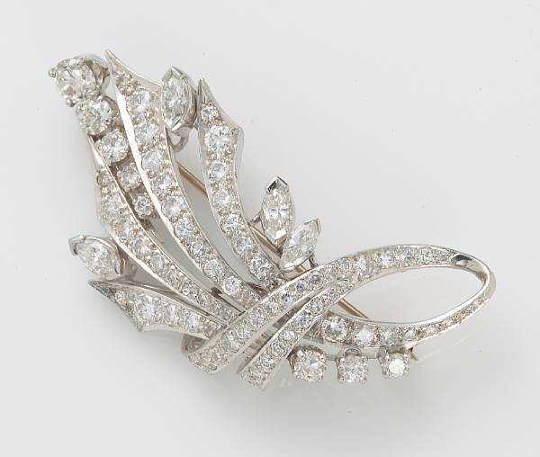 Appraisal: A diamond spray brooch estimated total diamond weight carats mounted